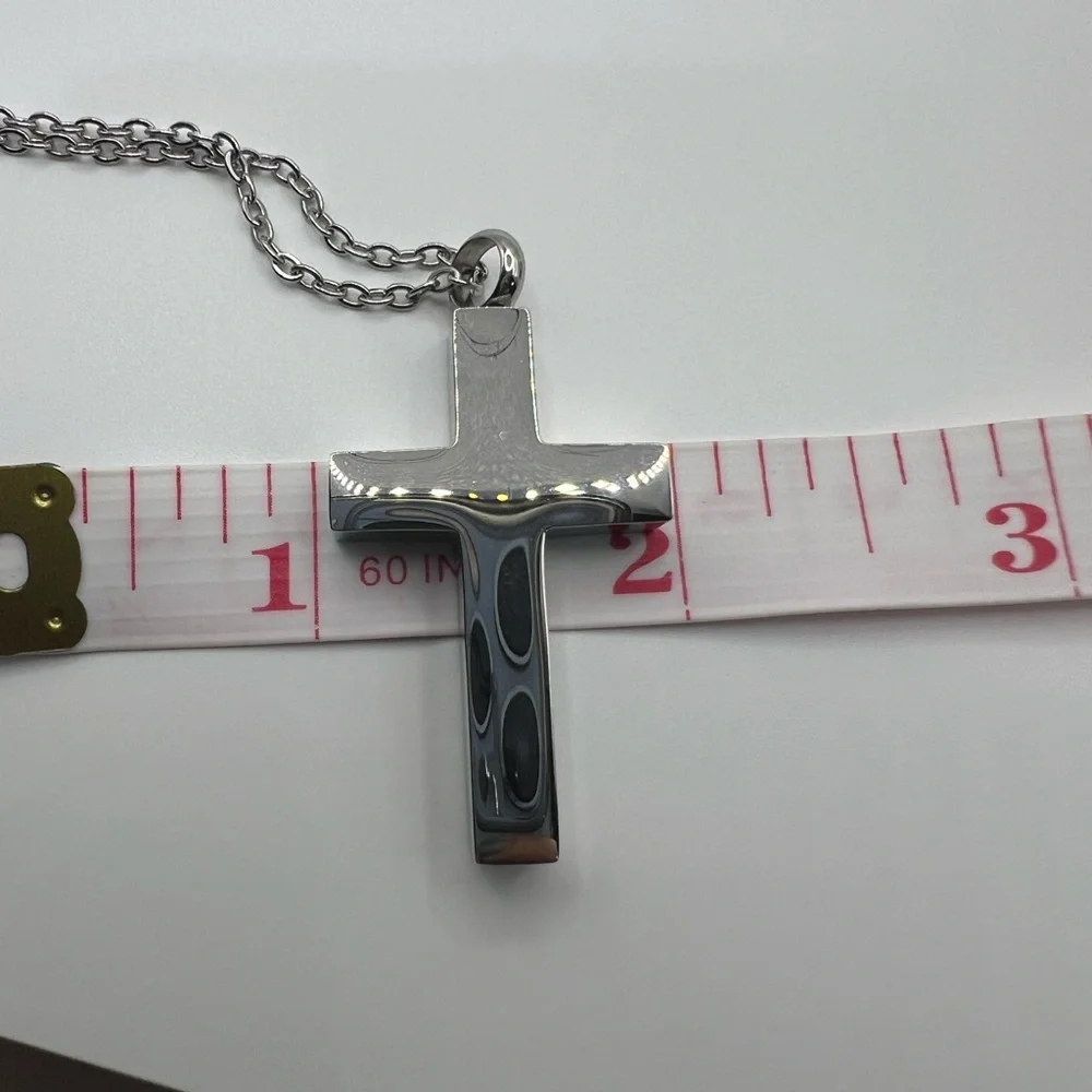Silver Chain with silver Cross Pendant, Stainless steel